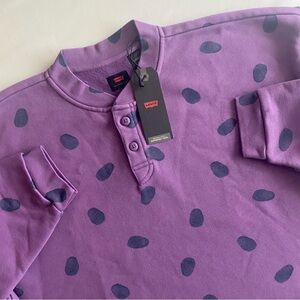 Levis Skateboarding Henley Sweater Men XL OVERSIZE Boxy Polka Dot Heavyweight